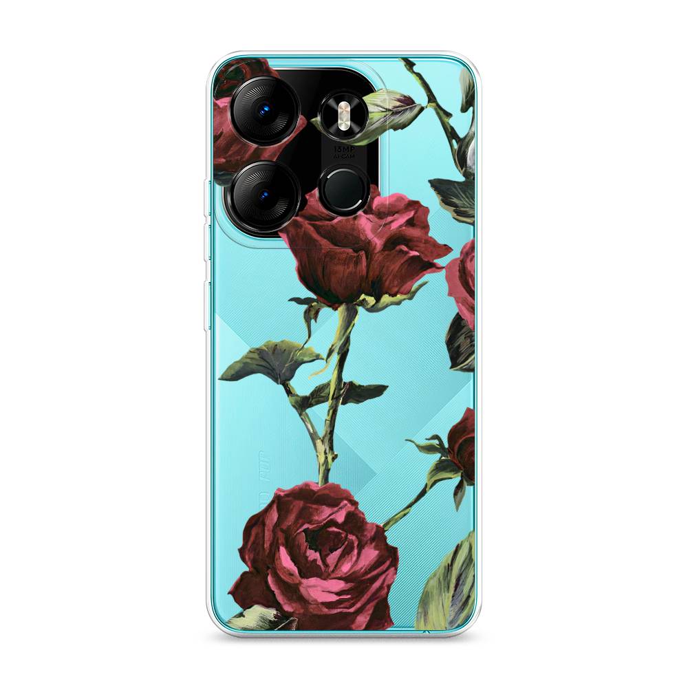 

Чехол Awog на Tecno Pop 7 Pro "Бордовые розы фон", Красный, 303450-8