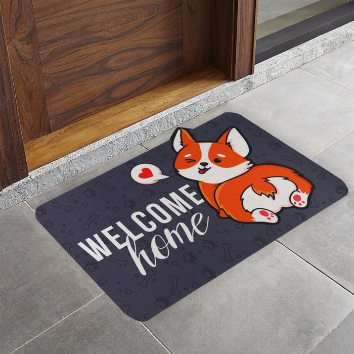 

Коврик придверный Welcome home корги, 40x60 см
