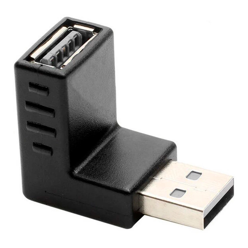 Переходник GCR USB A - USB A вилка-розетка м  черный