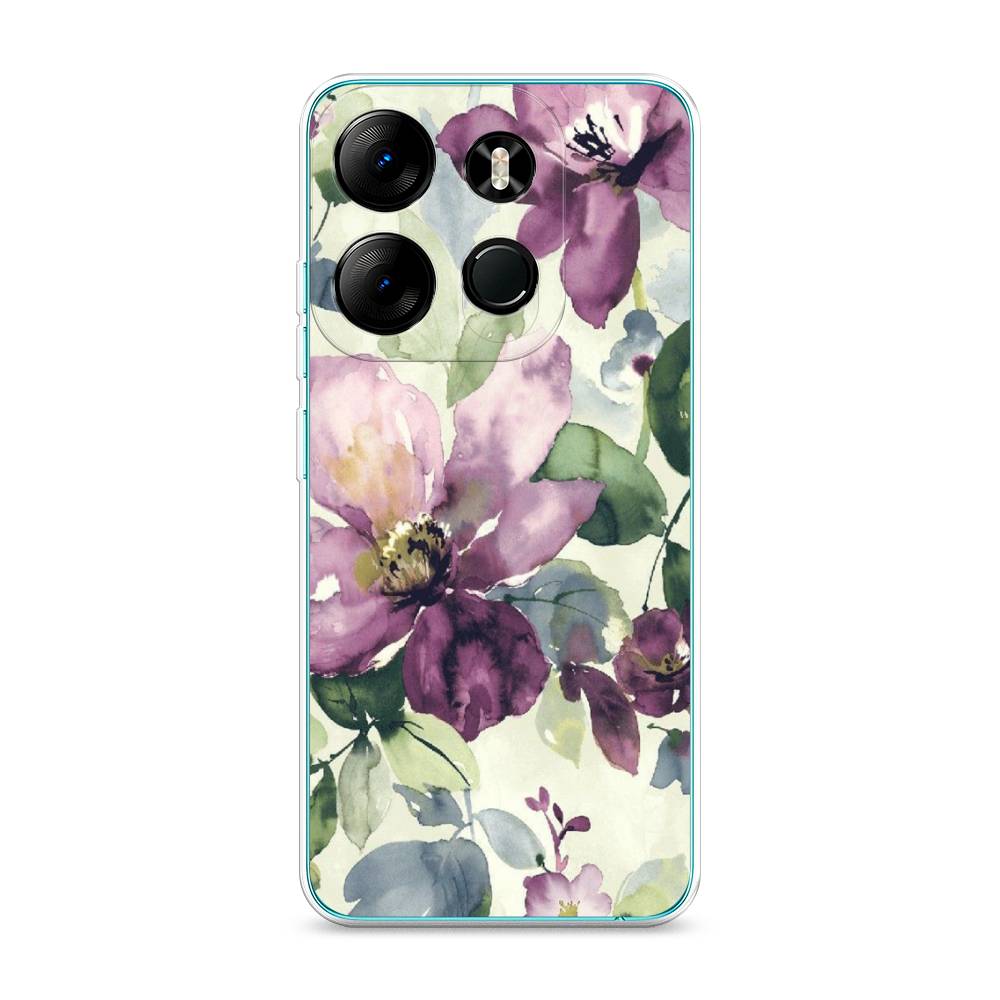

Чехол Awog на Tecno Pop 7 Pro "Сиреневые цветы-акварель", Фиолетовый, 303450-10