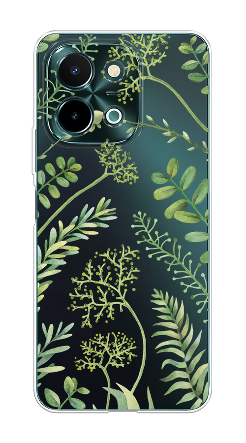 

Чехол на Vivo Y28 4G "Green Leaves", Зеленый;прозрачный, 2611650-1