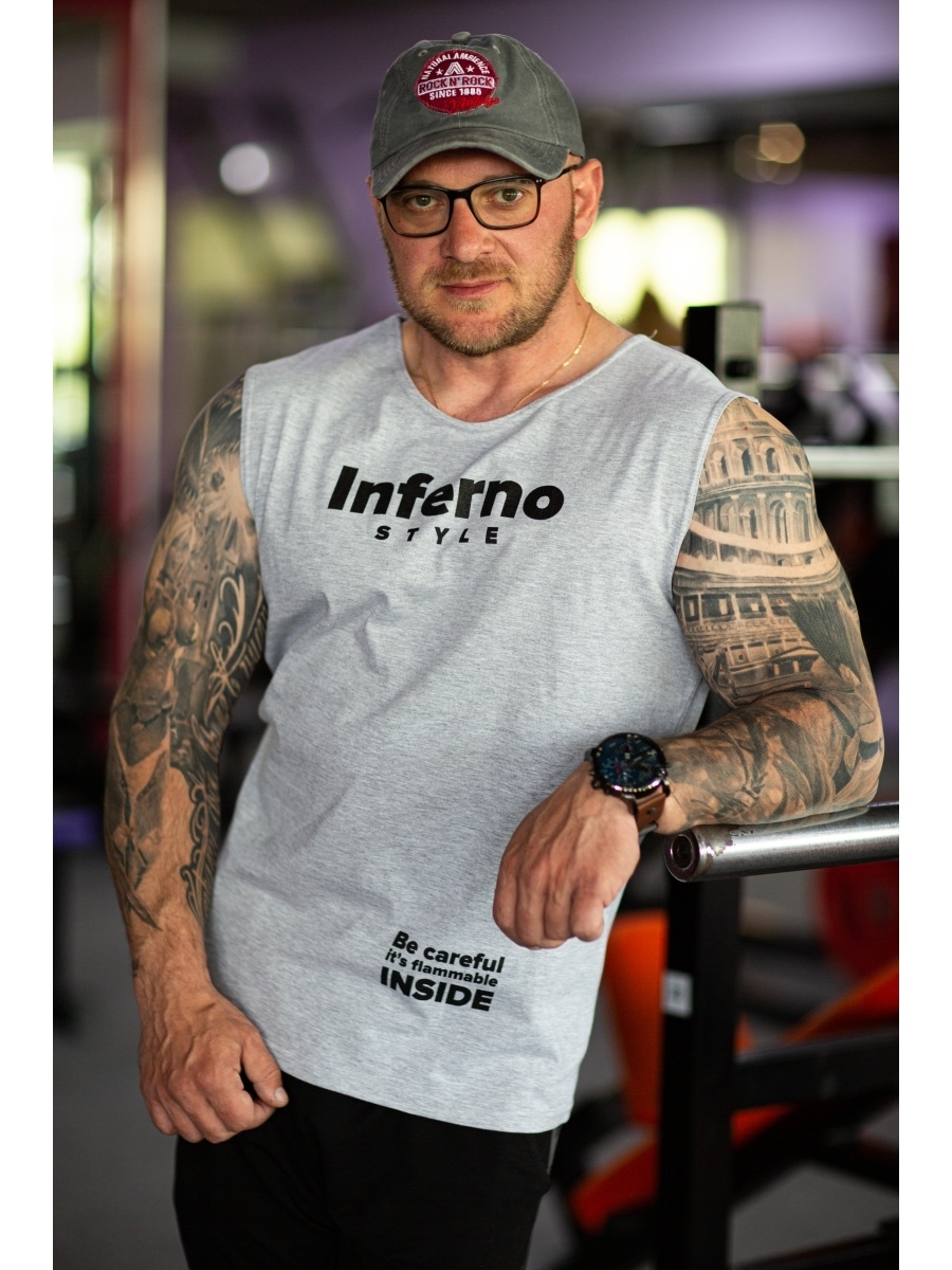 

Майка мужская INFERNO style М-002-005 серая XL, Серый, М-002-005