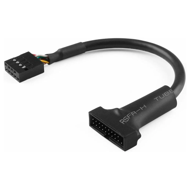 Кабель GCR 9 pin USB - 19 pin USB вилка-розетка 0.15м 100035845045 черный