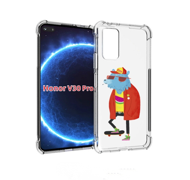 

Чехол бампер MyPads медведь на скейте для Honor V30 Pro, Прозрачный, Tocco