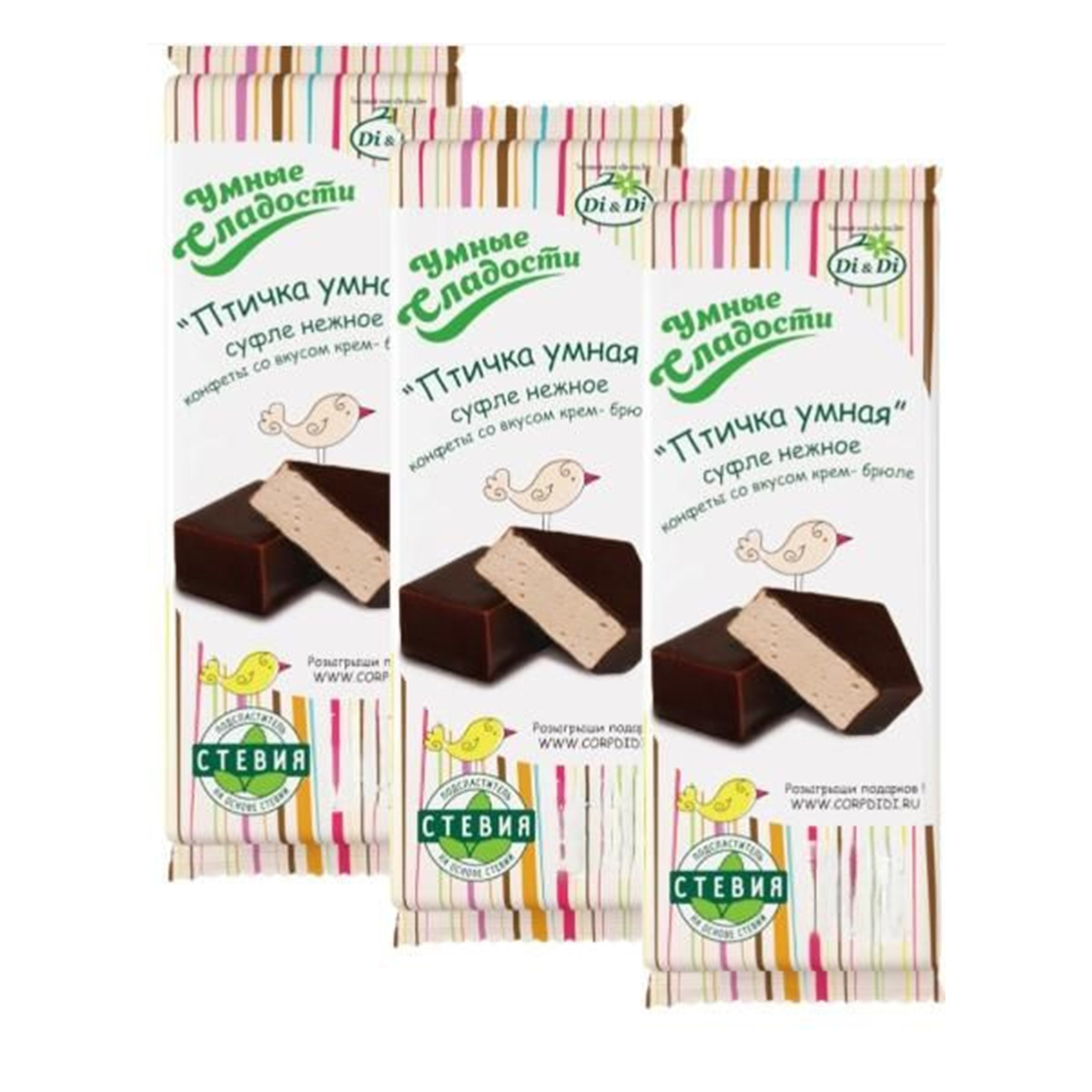 

Конфеты Ди энд Ди Птичка Умная суфле крем-брюле, 3 шт по 80 г