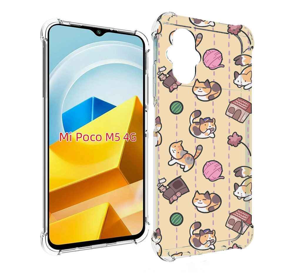 

Чехол Mypads Котики-Клубочки Для Poco M5 Противоуд, Прозрачный, Tocco