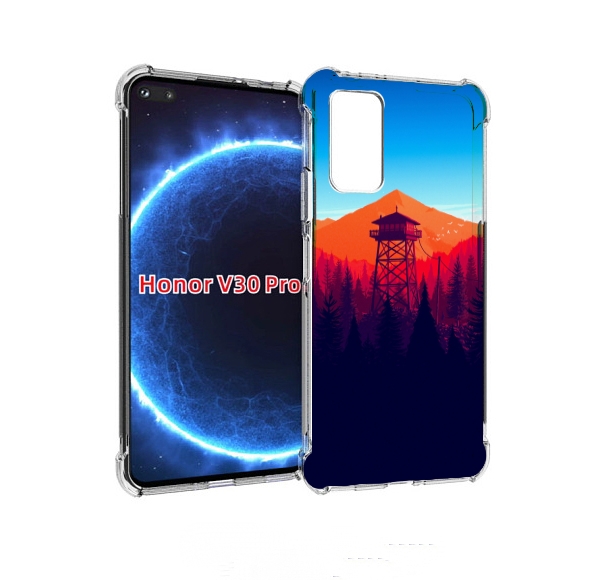 

Чехол бампер MyPads лес с оранжевыми горами для Honor V30, Прозрачный, Tocco