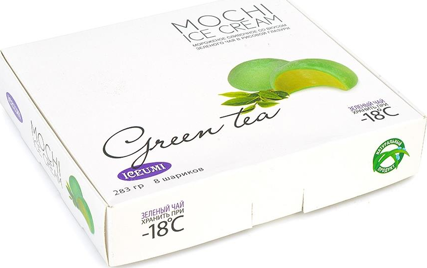 Мороженое сливочное Iceumi Mochi зеленый чай в рисовой глазури БЗМЖ 283 г
