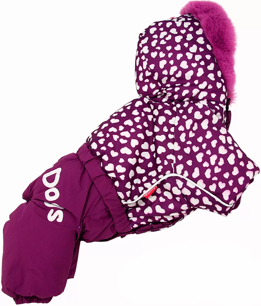 Дождевик для собак ForMyDogs Сердечки, фиолетовый, размер 14