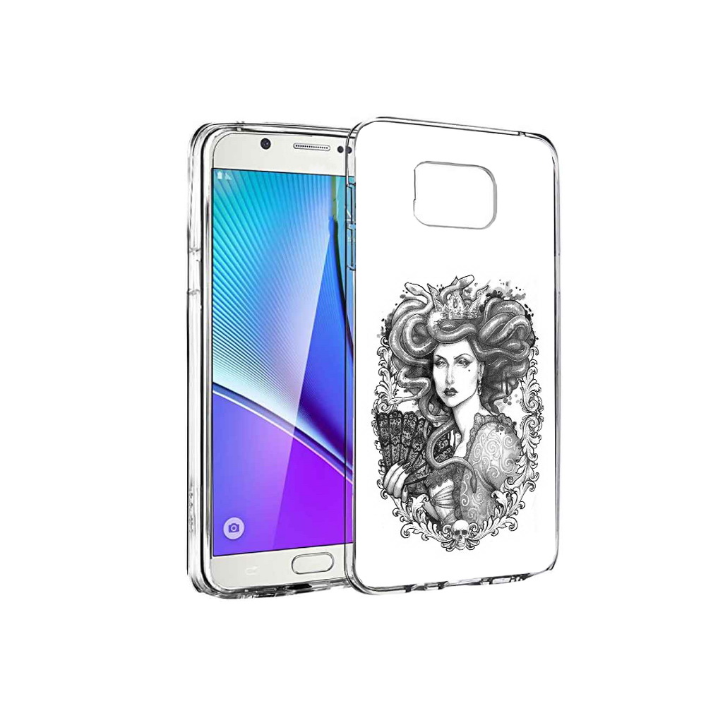 

Чехол MyPads Tocco для Samsung Galaxy Note 5 медуза черно белый, Прозрачный, Tocco