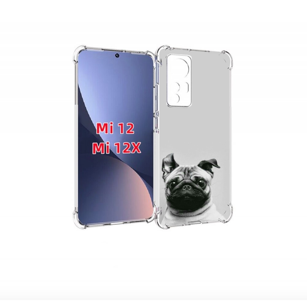 

Чехол бампер MyPads мопс для Xiaomi 12/Xiaomi 12X противоударный, Прозрачный, Tocco
