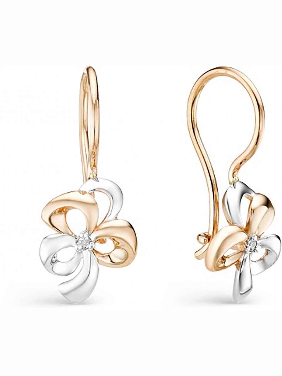 

Серьги Цветы с 2 бриллиантами из красного золота Алкор 22824-100, 22824-100