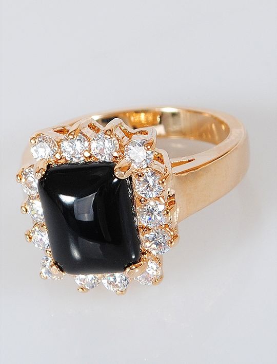 

Кольцо из бижутерного сплава р. 17 Lotus Jewelry 24R-15on, оникс/циркон, 24R-15on