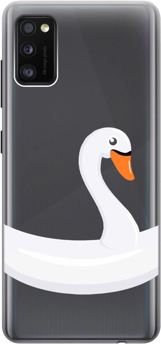 

Чехол на Samsung Galaxy A41 с принтом "Swan Swim Ring" прозрачный, 5378