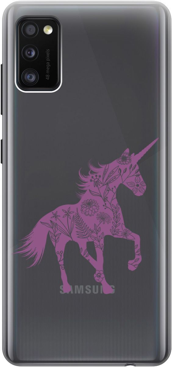 

Чехол на Samsung Galaxy A41 с принтом "Floral Unicorn" прозрачный, Прозрачный;фиолетовый, 5378