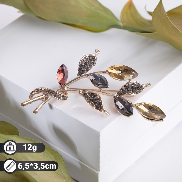 

Брошь из бижутерного сплава Queen Fair Веточка, стразы\стекло, Веточка