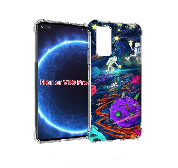 

Чехол бампер MyPads красочный космос для Honor V30 Pro, Прозрачный, Tocco