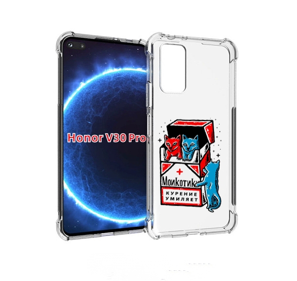 

Чехол бампер MyPads красно-синие-коты для Honor V30 Pro, Прозрачный, Tocco