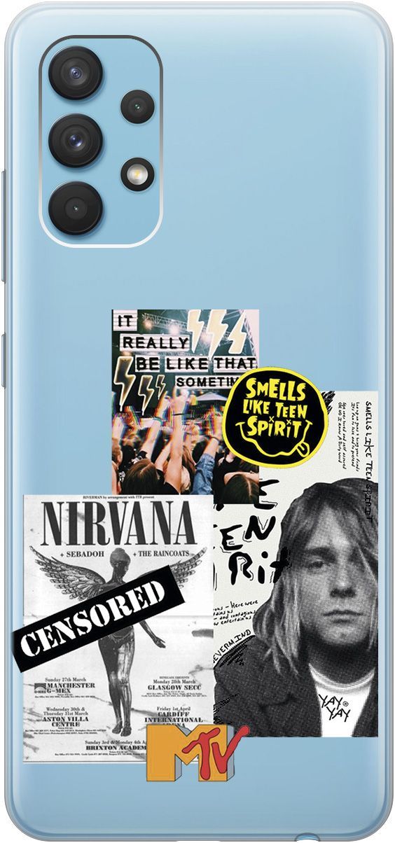 

Силиконовый чехол на Samsung Galaxy A32 с 3D принтом "Nirvana" прозрачный, Прозрачный;белый, 5372