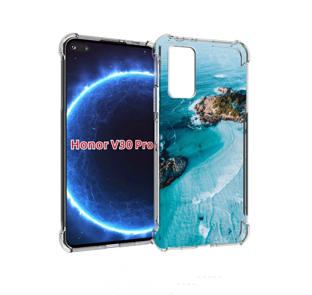 

Чехол бампер MyPads красивый голубой залив для Honor V30, Прозрачный, Tocco