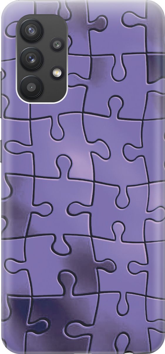 

Силиконовый чехол на Samsung Galaxy A32 с принтом "Фиолетовый пазл", Фиолетовый;черный, 4624