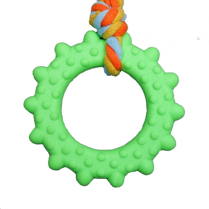 Игрушка Пижон жевательная с канатом Кольцо с хвостом, зелёная