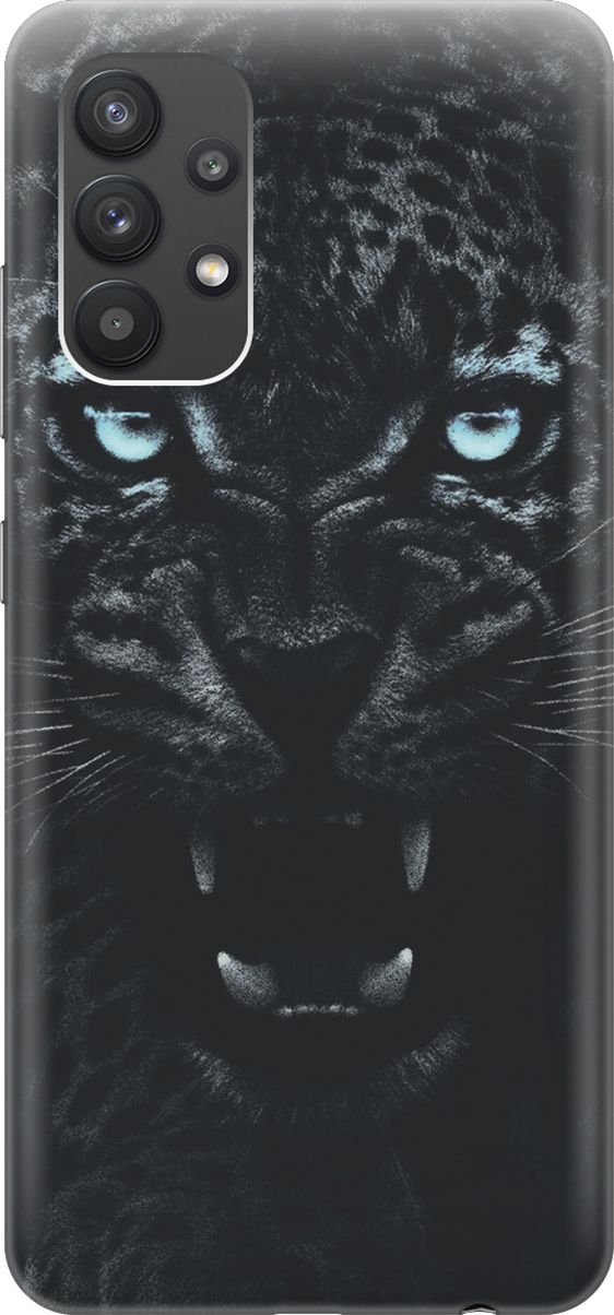 

Силиконовый чехол на Samsung Galaxy A32 с принтом "Голубоглазая пантера", Голубой;черный, 7114