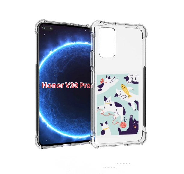 

Чехол бампер MyPads коты-с-клубками для Honor V30 Pro, Прозрачный, Tocco