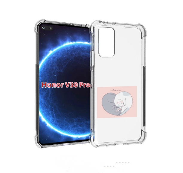 

Чехол бампер MyPads котики-в-форме-сердца для Honor V30 P, Прозрачный, Tocco