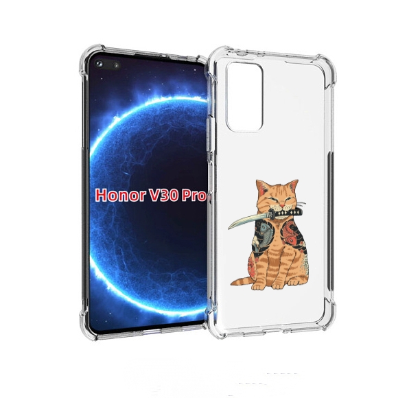 

Чехол бампер MyPads кот-с-катаной для Honor V30 Pro, Прозрачный, Tocco