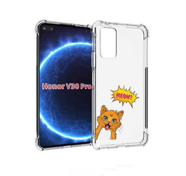 

Чехол бампер MyPads кот-мяу детский для Honor V30 Pro, Прозрачный, Tocco