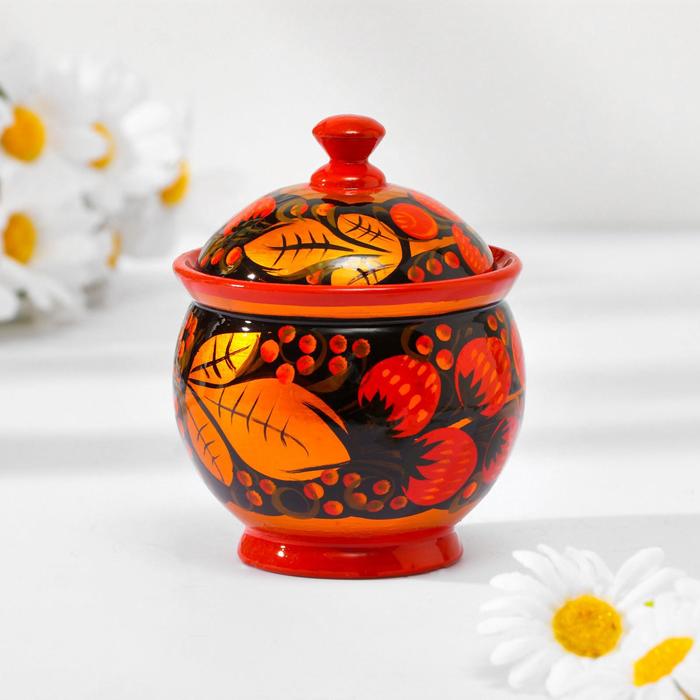 

Солонка «Хохлома» с крышкой, 8,5 х 5,5 см, Разноцветный