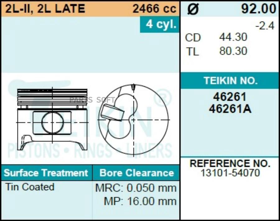 

TEIKIN Поршни (к-т 4шт) STD 2L DYNA,HILUX '84-'95 92/2/2/4 d=27