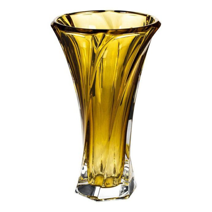 Ваза стеклянная Aurum Crystal Mozart amber 32 см желтая