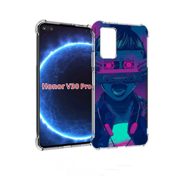 

Чехол бампер MyPads киберпанк с кассетой для Honor V30 Pr, Прозрачный, Tocco