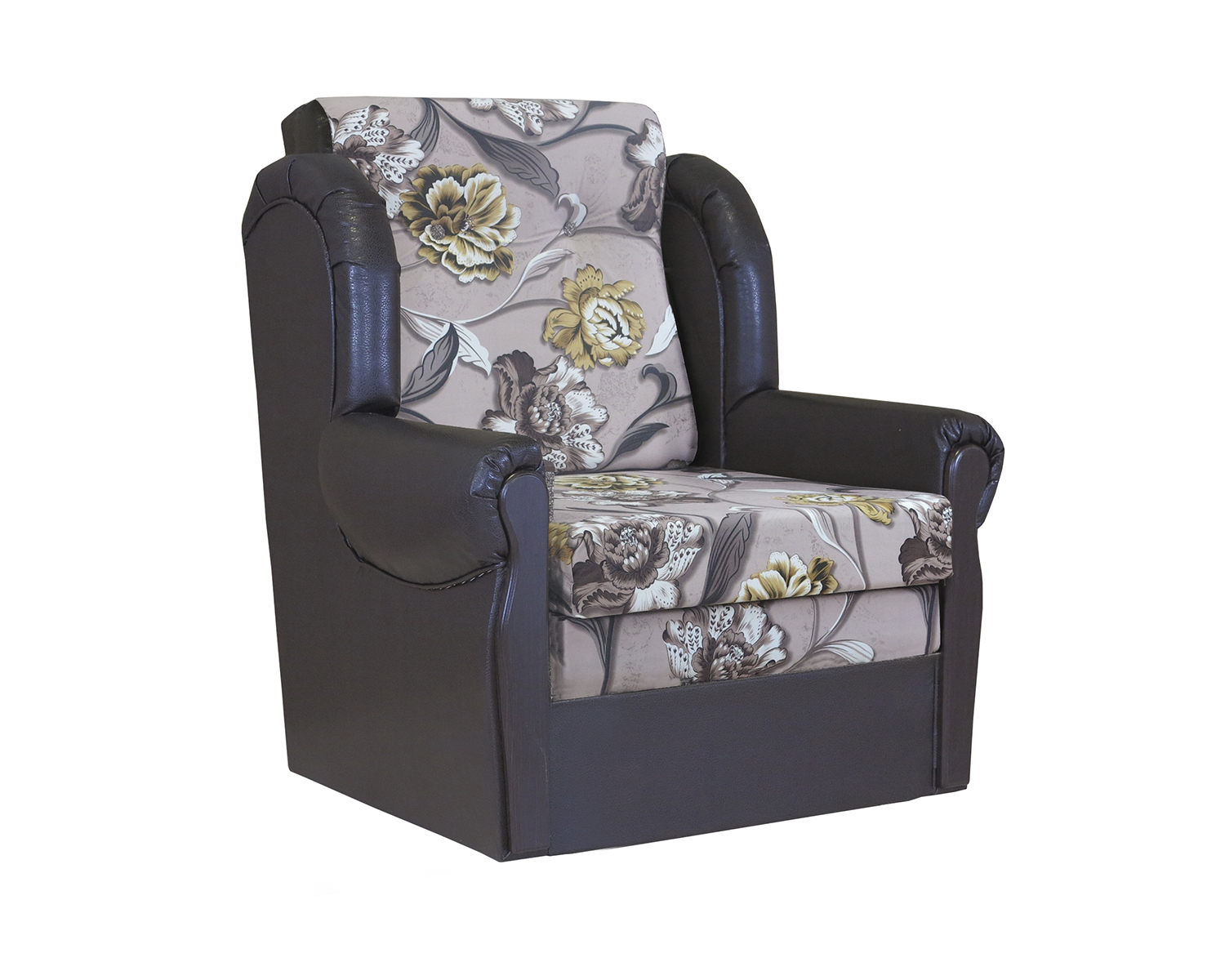 фото Кресло-кровать шарм-дизайн классика м 1907245, разноцветный рисунок цветы/коричневый