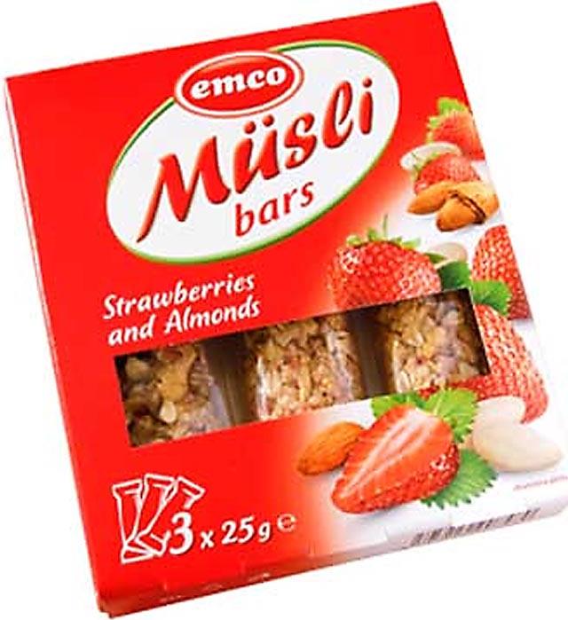 

Батончики-мюсли Emсo Dars с клубникой и миндалем 25 г