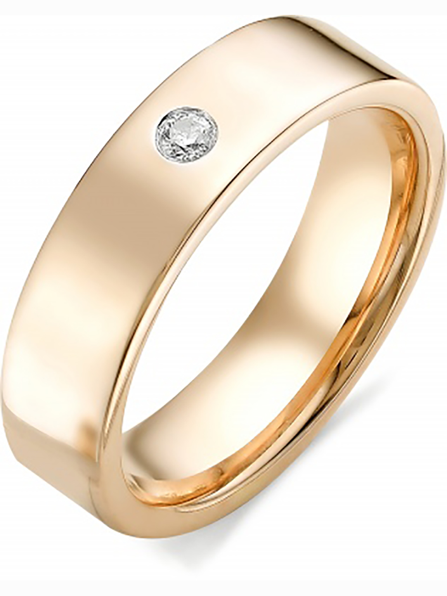Кольцо с бриллиантом из красного золота р. 18,5 Алкор 12336-100