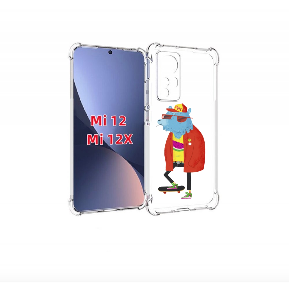 

Чехол бампер MyPads медведь на скейте для Xiaomi 12., Прозрачный, Tocco