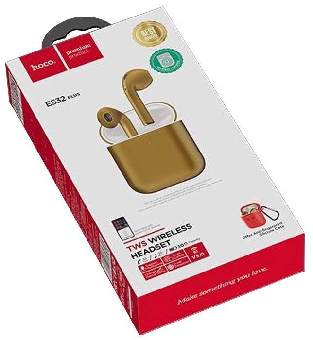 

Беспроводные наушники TWS Hoco ES32 Plus BT5.0/30mAh/3ч золотые с красным чехлом