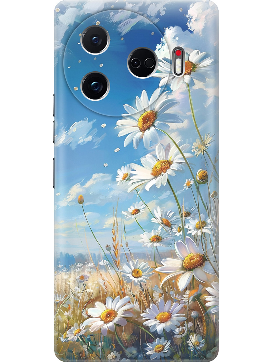 

Силиконовый чехол на Tecno Camon 30 Pro 5g с принтом "Ромашки на поле", Прозрачный;белый;синий, 782633622