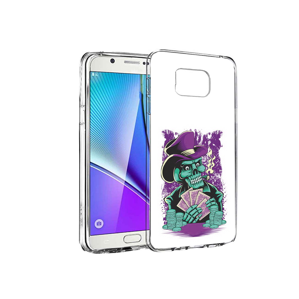 

Чехол MyPads Tocco для Samsung Galaxy Note 5 зеленый череп с картами, Прозрачный, Tocco