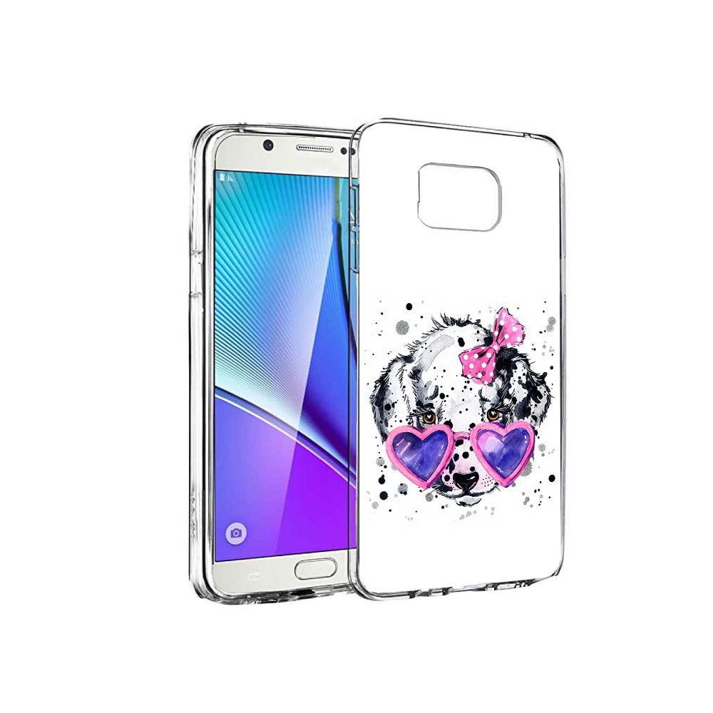 

Чехол MyPads Tocco для Samsung Galaxy Note 5 долматинец в очках, Прозрачный, Tocco