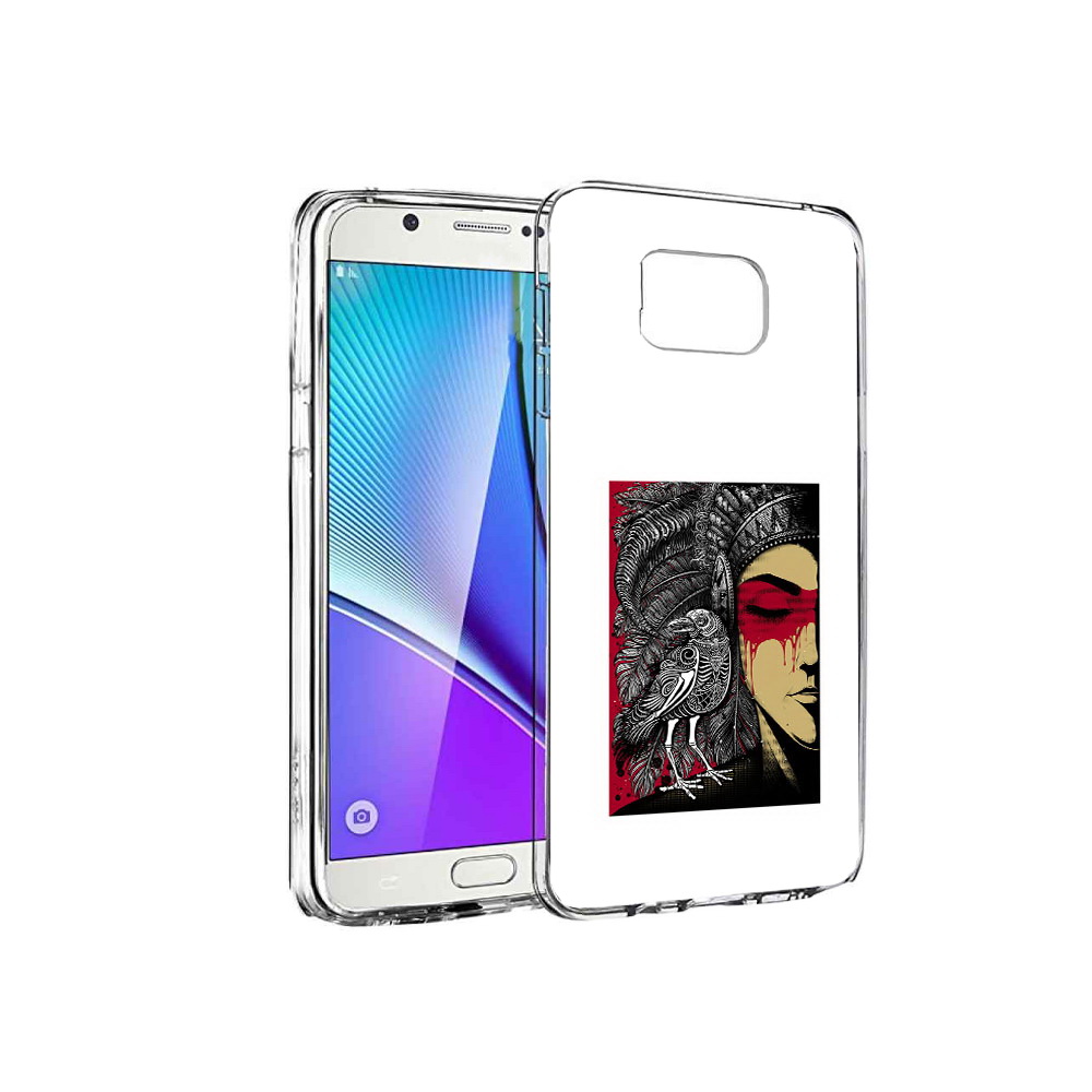

Чехол MyPads Tocco для Samsung Galaxy Note 5 девушка с вороном в абстракции, Прозрачный, Tocco