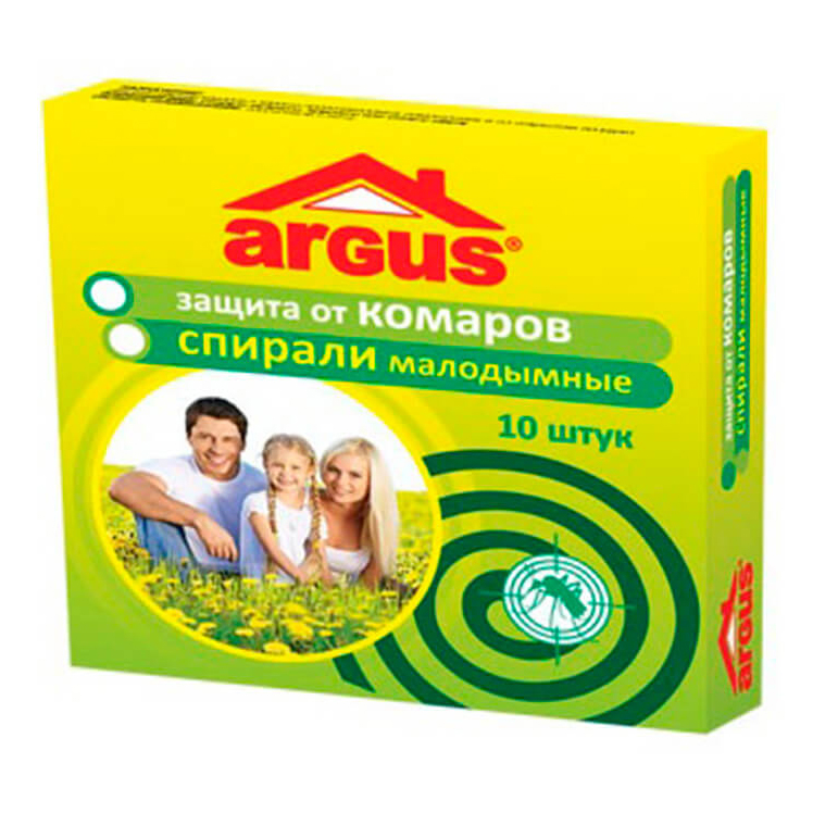 Спирали от насекомых Argus Малодымные 10 шт.