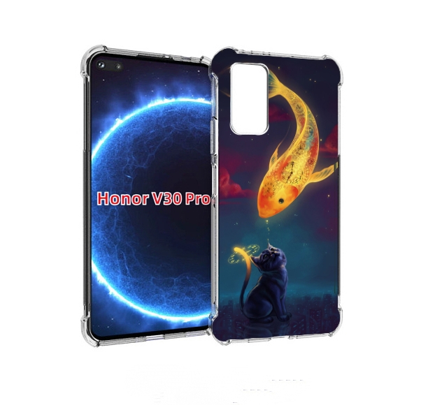 

Чехол бампер MyPads золотая-рыбка-часовая для Honor V30 P, Прозрачный, Tocco