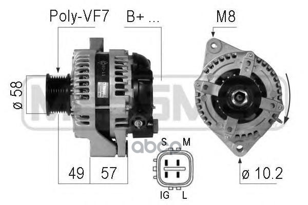 

Генератор ERA 14v 100A для Toyota Hiace 2.5d, Land Cruiser Prado 3.0d 04-10 210775