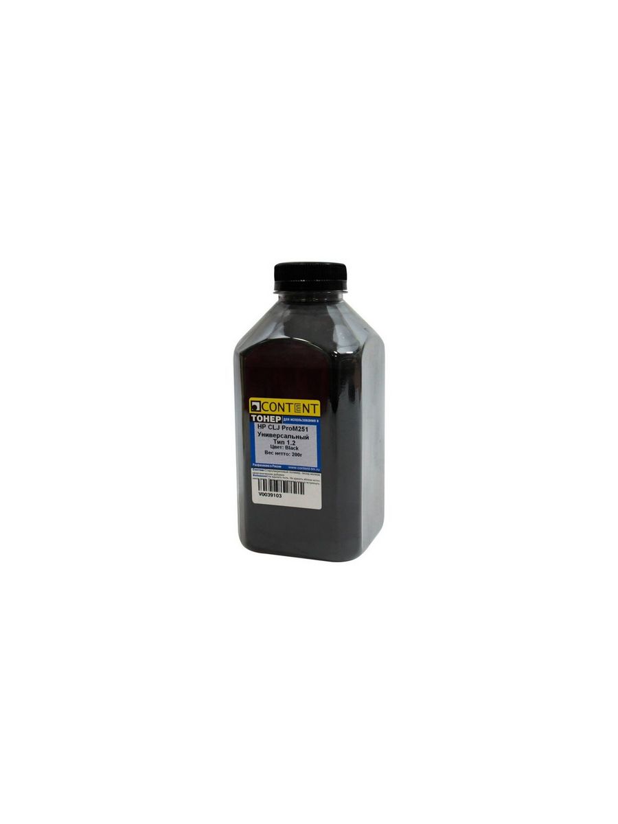 

Тонер Content для HP CLJ ProM251, Тип 1.2, Bk, 200г, Черный