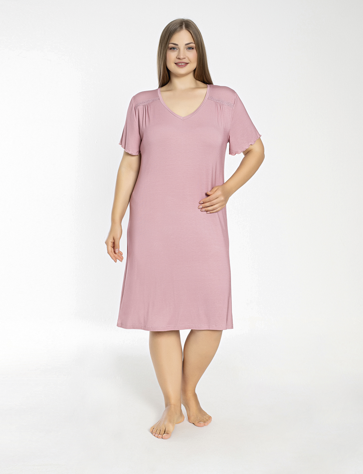 Ночная сорочка женская CONFEO C840-427 розовая 5XL