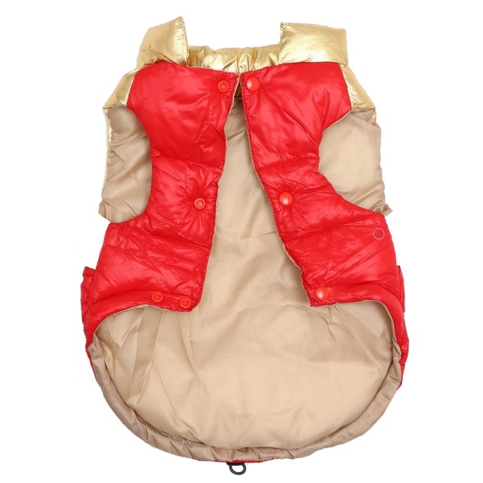 Куртка для собак с утяжкой. размер 18 (ДС 40 см, ОГ 50 см, ОШ 38 см), золото-красная